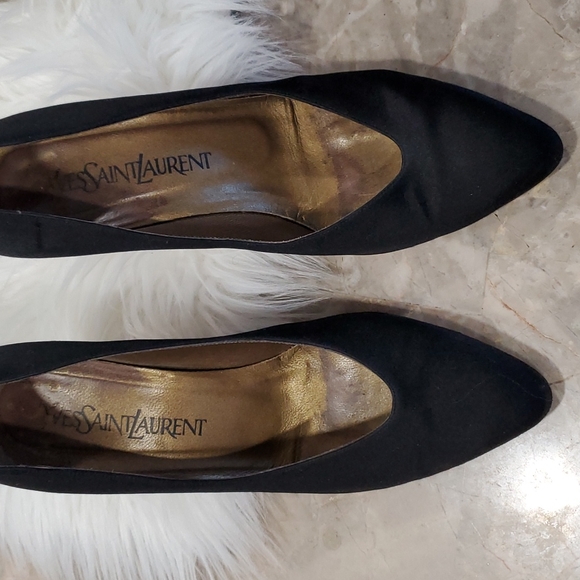 Yves saint laurent black  satin heel pumps slipon shoes size 7.5M - Picture 15 of 16